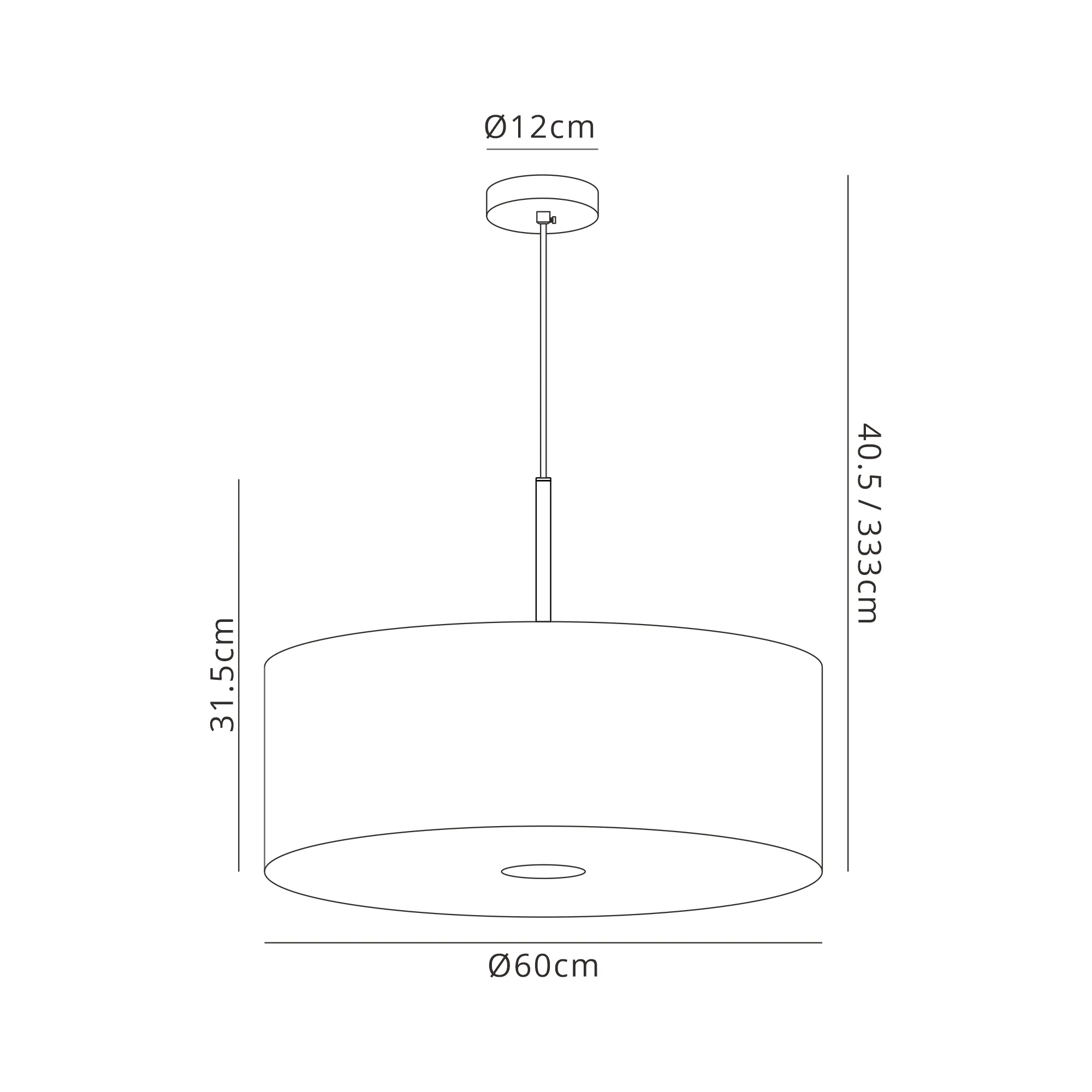 DK1075  Baymont 60cm 5 Light Pendant Satin Black; Grey/White; Frosted/Black Detail Diffuser